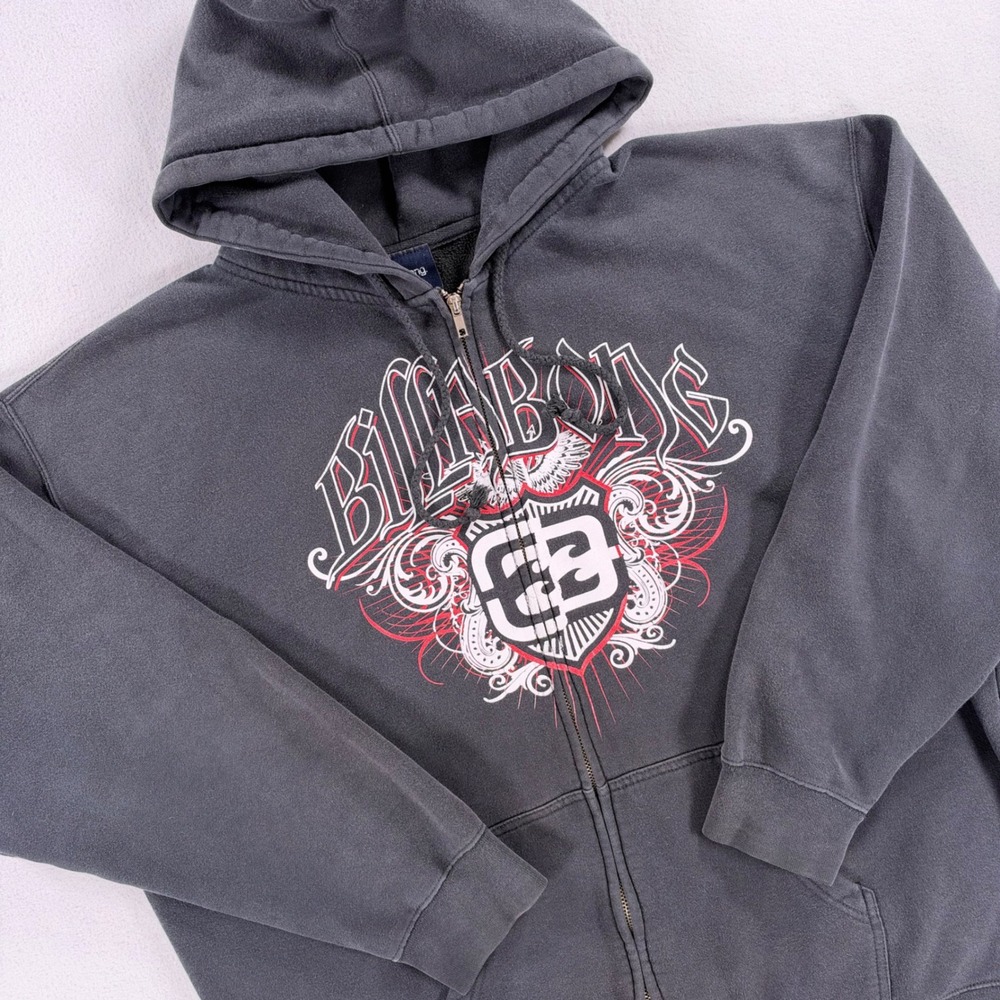 Vintage 2000s Billabong Graphic Crest Full Zip Hoodie XL Y2K Skater Surf